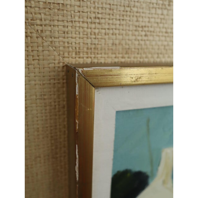Mid-Century Modern 'Red Cabin by the Shore' Swedish Landscape Oil Painting, Framed For Sale - Image 6 of 13