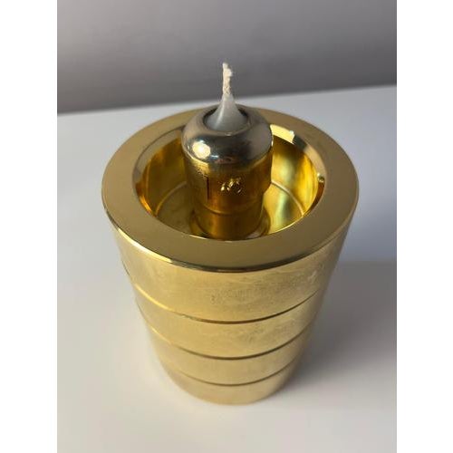 Brass and Smoked Glass Candlestick from Föhl For Sale - Image 9 of 11