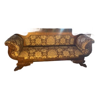 1875 Victorian Couch Made in the Us Hand Carved Walnut For Sale