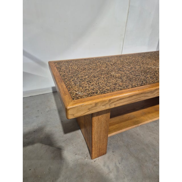 Japandi Style Oak and Pebble Coffee Table, 1980s For Sale - Image 4 of 12