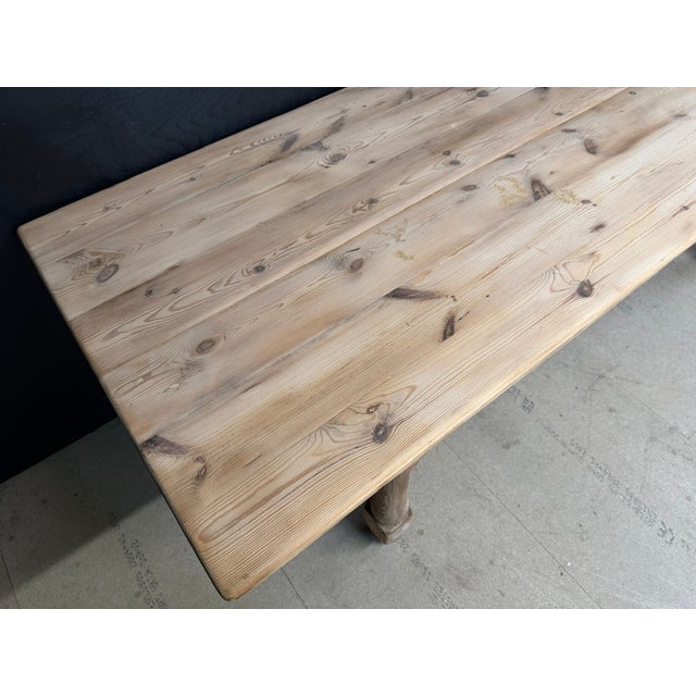 Larger Vintage Farmhouse Dining Table in Pine, 1920 For Sale - Image 10 of 15