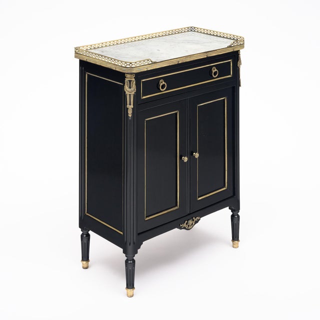 French Petite Louis XVI Cabinet, Ebonized Mahogany, French, 1910s For Sale - Image 3 of 9
