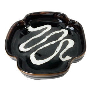 Vintage Japanese Glazed Pottery Sweets Tray For Sale