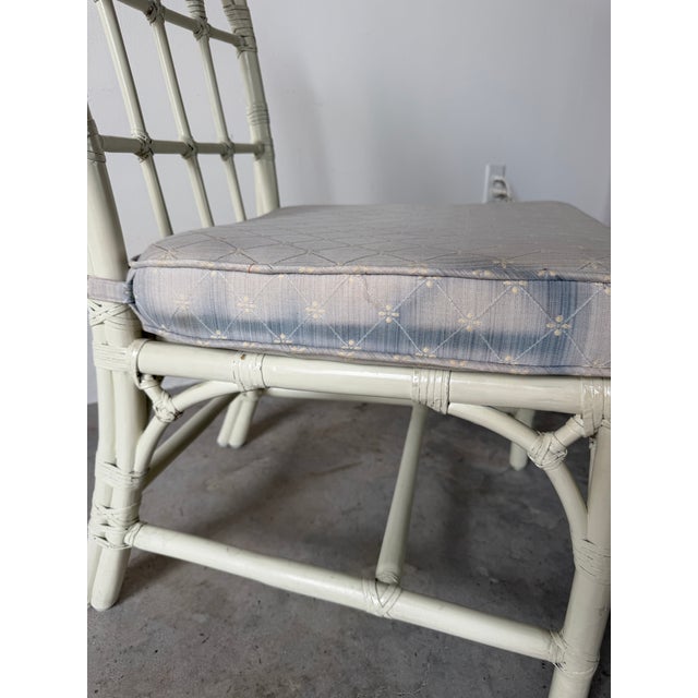 1970's McGuire Palm Beach Coastal - Style White Bamboo & Leather Wrapped Dining Chairs – Set of 6 For Sale - Image 15 of 18