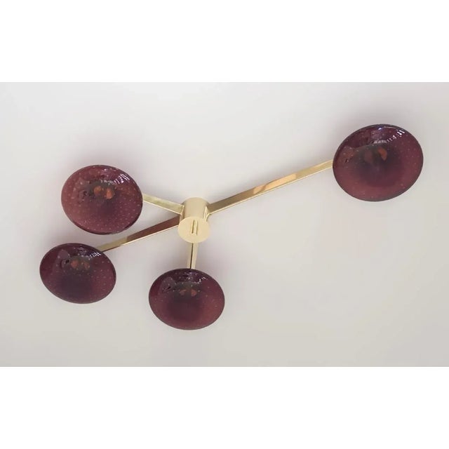 Fabio Ltd Quattro Natural Brass Amethyst Bubbles Glass Flush Mount by Fabio Ltd For Sale - Image 4 of 9