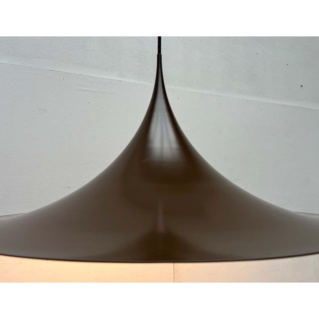 Mid-Century Modern Space Age Danish Brown Semi Pendant Lamp by Claus Bonderup and Torsten Thorup for Fog & Mørup, 1960s For Sale - Image 17 of 18