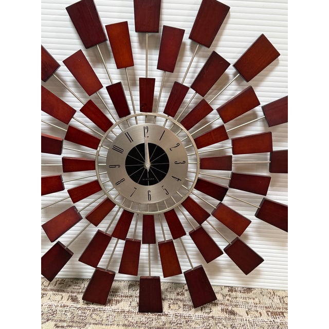 Kenneth Wingard Mid 20th Century Inspired Sunburst Wall Clock For Sale - Image 10 of 12