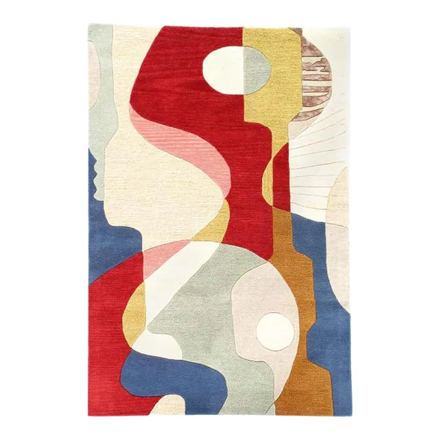 2020s Fine Hand Tufted Abstract Rug 4' X 6' For Sale