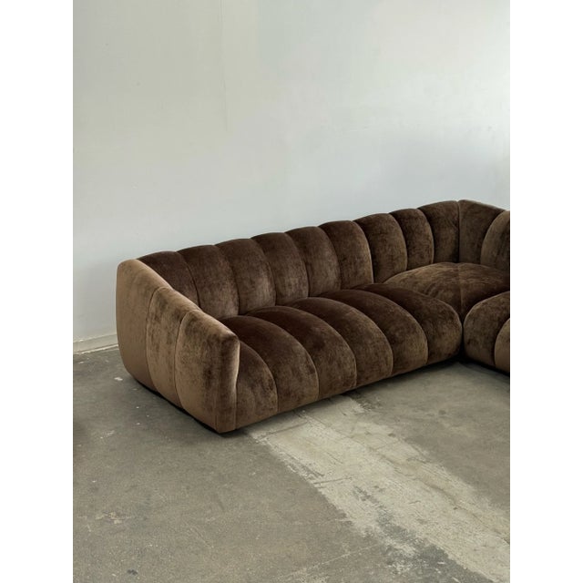 Brown XL Low Profile Channel Sectional For Sale - Image 8 of 9