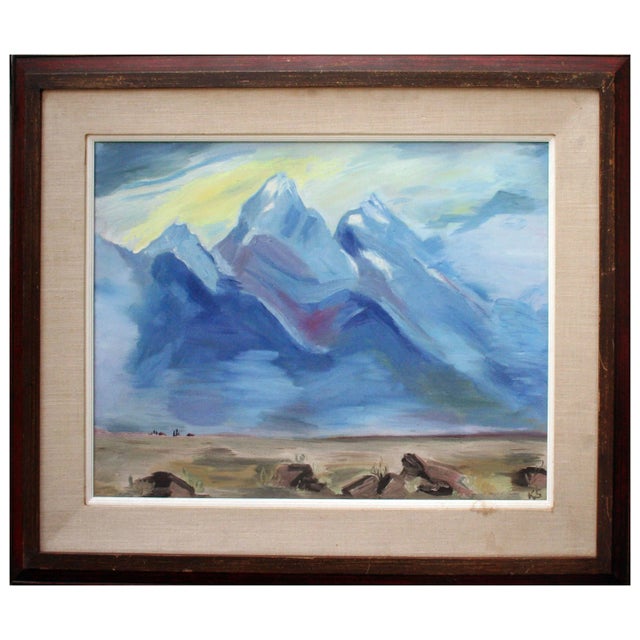 1970s "Blue Mountains" Desert Landscape Painting, Framed For Sale In Monterey, CA - Image 6 of 6