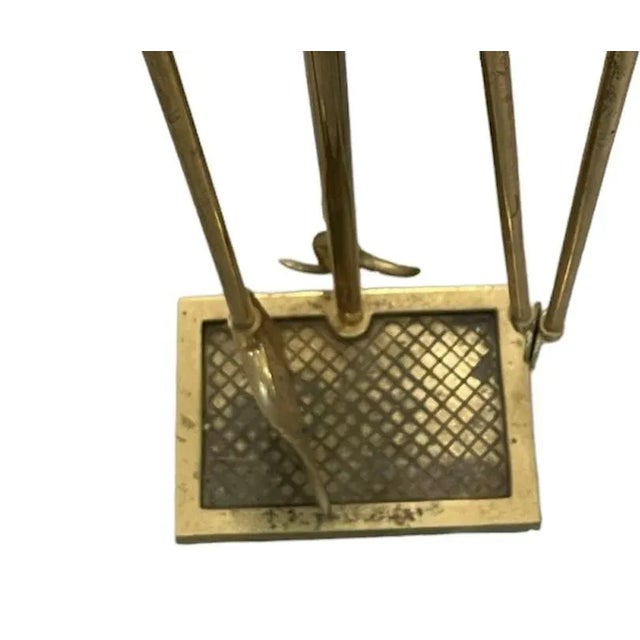Mid 20th Century Antique Brass Fireplace Tool Set - 4 Pieces For Sale - Image 5 of 7