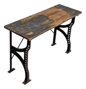 Vintage Italian Industrial Wooden and Cast Iron Console Table, 1800s