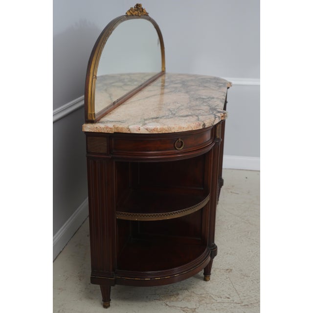 Antique French Louis XVI Marble Top Inlaid Mahogany Sideboard For Sale In Philadelphia - Image 6 of 18