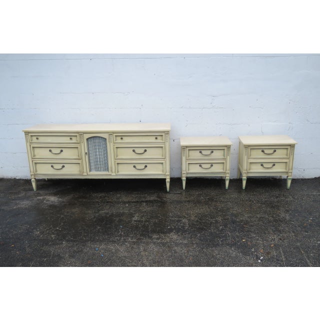 French Shabby Chic Painted Long Dresser Bathroom Vanity Tv Console For Sale - Image 12 of 13