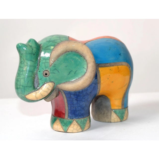 Luca CL Marked Colorful Ceramic Elephant Sculpture Mid-Century Modern Italy 1970. Marked at the Base. CL Luca. Beautifully...