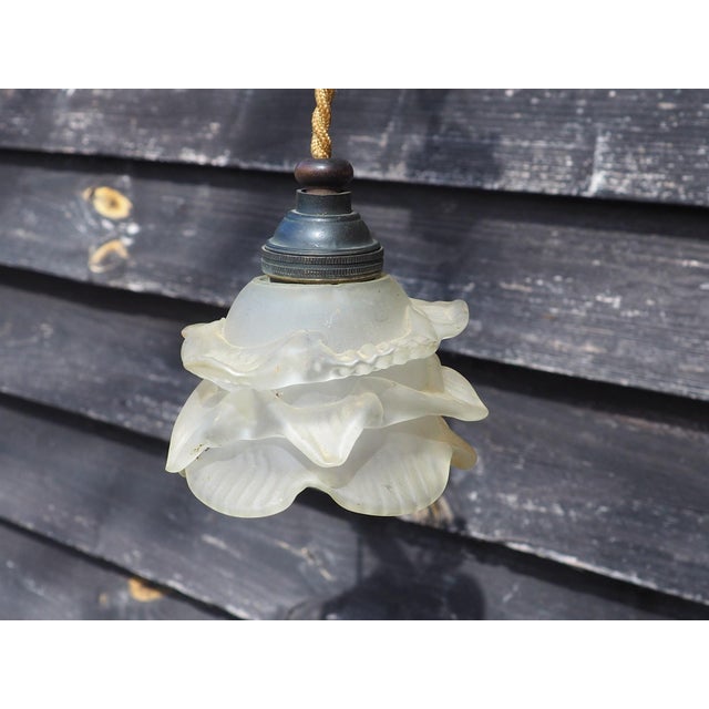 Antique French Cherub Pendant Light in Flying Putti and Glass Flower Shades, 1920s For Sale - Image 6 of 18
