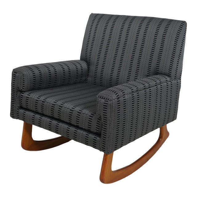 Mid Century Modern Upholstered Rocking Chair For Sale