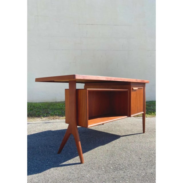 Mid Century Modern Atomic Boomerang Desk | Teak With Floating Drawer in the Style of Kai Kristiansen. This babe is a rare...