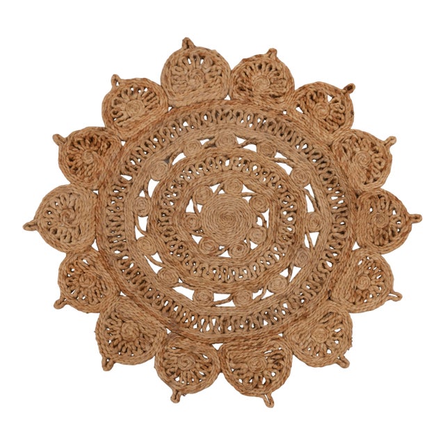 Handwoven Natural Jute Round Rug -4 Foot For Sale