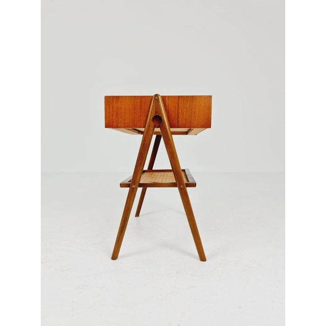 Mid-Century Modern Danish Bedside Table in Rattan and Teak For Sale - Image 6 of 14