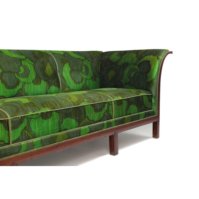 Wood 1930's Attributed to Frits Henningsen Sofa With Dramatic Flared Arms of Mahogany. For Sale - Image 7 of 12