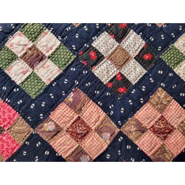 19th C Postage Stamp Crib Quilt- Mounted For Sale In Los Angeles - Image 6 of 8