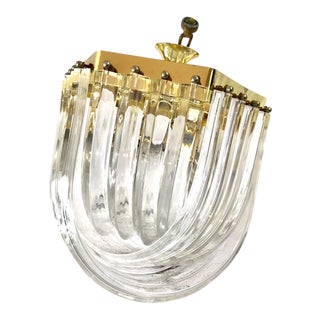1940s Mid-Century Brass and Lucite Chandelier For Sale