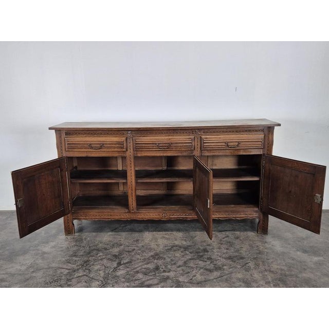Carved Oak Sideboard from DLG Dudouyt For Sale - Image 4 of 9