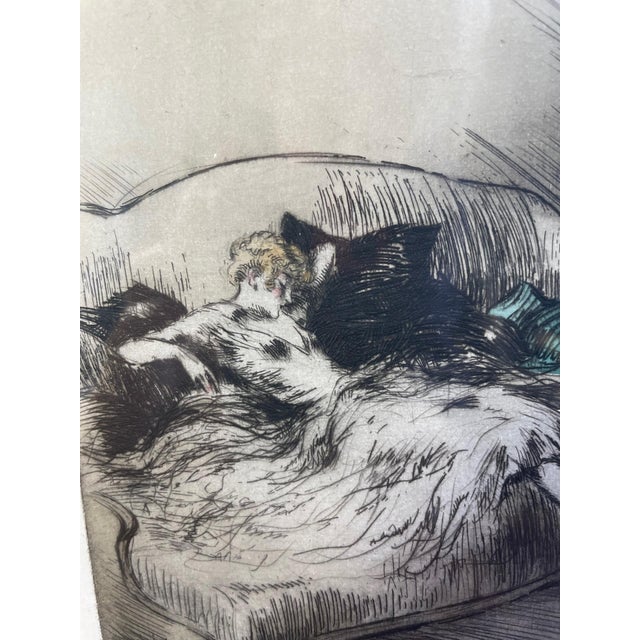 Louis Icart 1920s Louis Icart Etching "On the Divan", Framed For Sale - Image 4 of 8