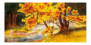 'Autumn Landscape, Liquid Gold', Large Oil, 1975