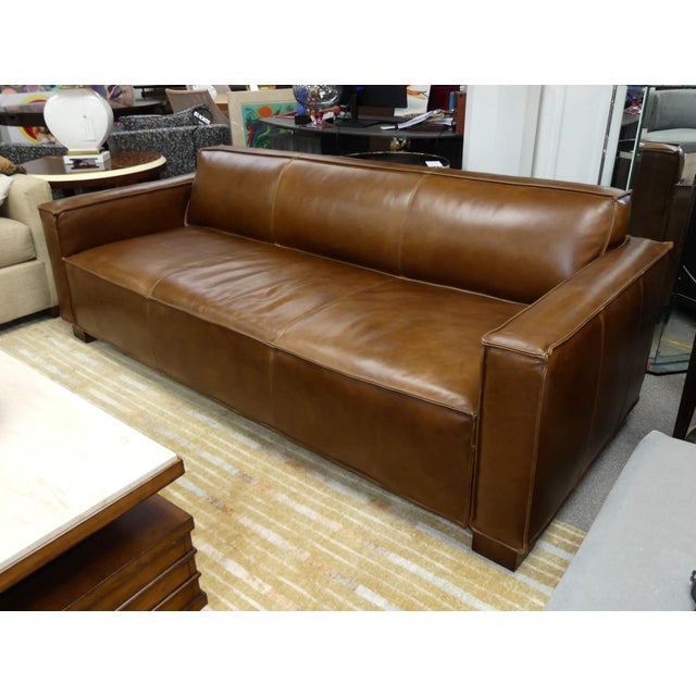 Gus Modern Cabot Saddle Brown Leather Sofa Showroom Floor Sample Chairish
