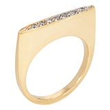 70s Diamond Square Ring Sz 5 Stacking Band Vintage 14k Yellow Gold Fine Jewelry For Sale