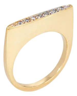 70s Diamond Square Ring Sz 5 Stacking Band Vintage 14k Yellow Gold Fine Jewelry