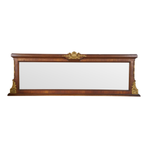 Antique French Louis XVI Mahogany Ormolu Overmantle Mirror Dresser Backsplash 49"