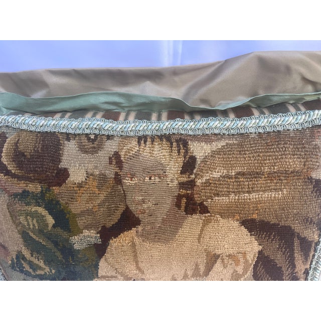 Mid 18th Century Pillow With 18th Century Tapestry Depicting a Man Figure For Sale - Image 5 of 9