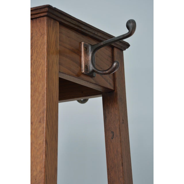 Wood English Arts and Crafts Oak Coat Stand from Astrola, 1930s For Sale - Image 7 of 18