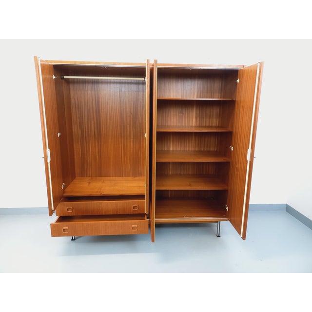Wood Vintage Scandinavian Teak and Metal Wardrobe, 1960s For Sale - Image 7 of 18