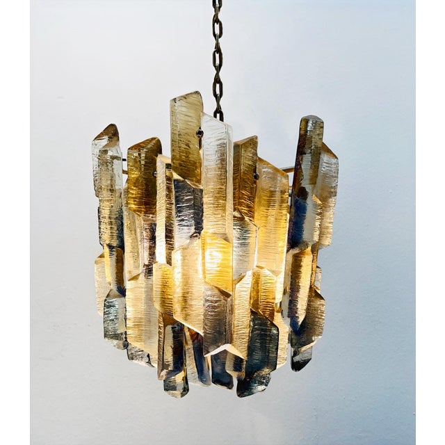 Mid-Century Modern Ice Glass Chandelier by J.T. Kalmar, 1960s For Sale - Image 3 of 6