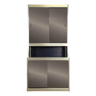 Vintage Aluminum and Glass Display Cabinet, 1980s For Sale