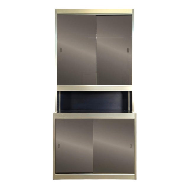 Vintage Aluminum and Glass Display Cabinet, 1980s For Sale