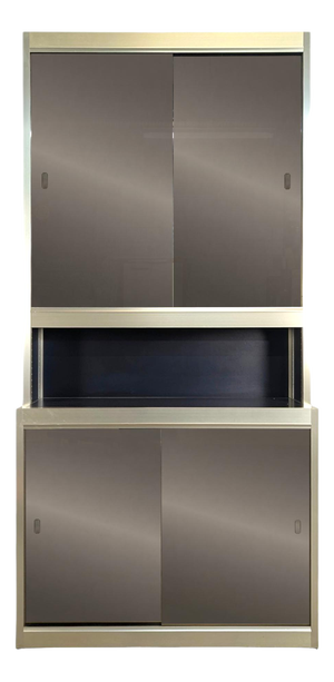 Vintage Aluminum and Glass Display Cabinet, 1980s