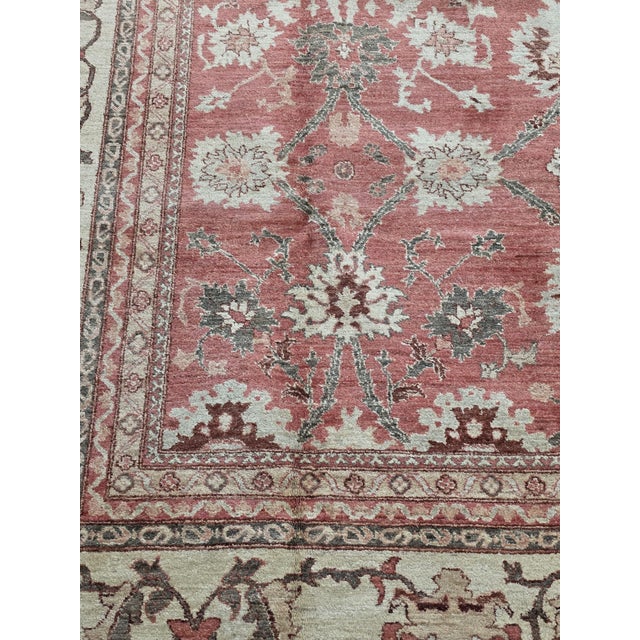 Vintage Salmon Oushak Wool Rug, Pakistan, Late 20th Century, 9’ X 11’5” For Sale - Image 4 of 7