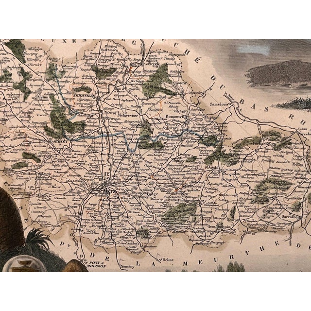 c.1850 Victor Levasseur Hand-Colored Map Dept De La Moselle Antique Framed For Sale - Image 11 of 12