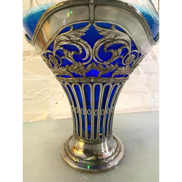 Silver 19thC Silver Plate Flower Basket W/Glass Insert - Antique For Sale - Image 8 of 18