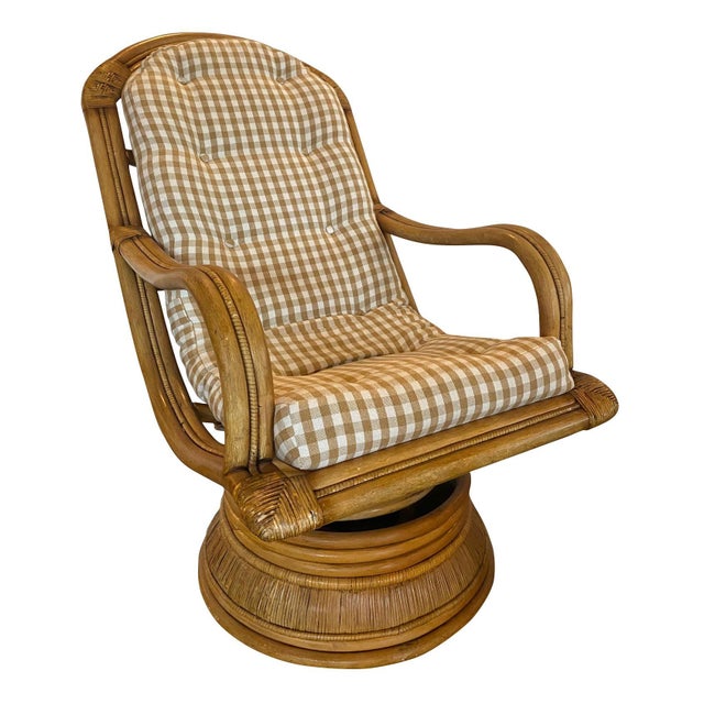 Pair of Rattan Swivel Rockers, 1970's | Chairish