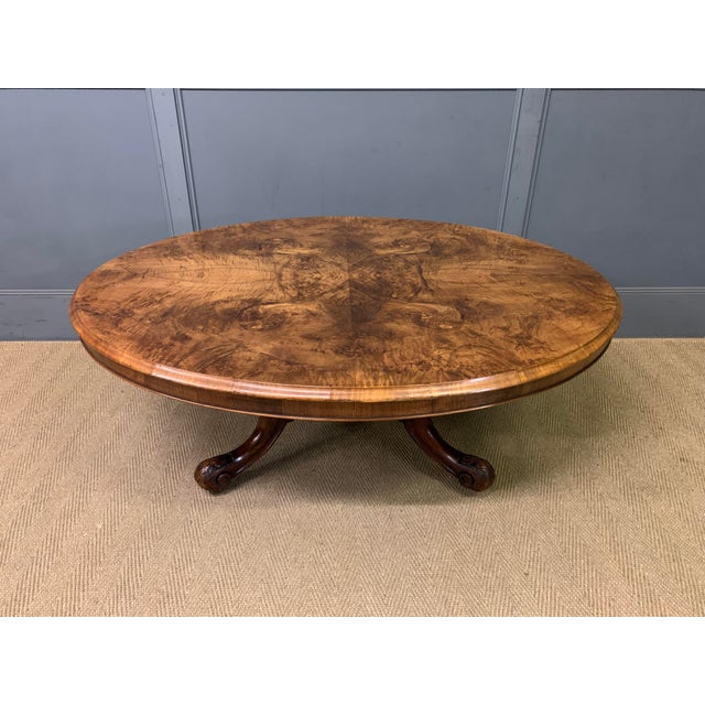 Large Victorian Burr Walnut Coffee Table, 1870 For Sale - Image 6 of 15