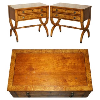 Tuscan Neoclassic Townhouse Sideboards in Burr Oak from Ethan Allen, Set of 2 For Sale
