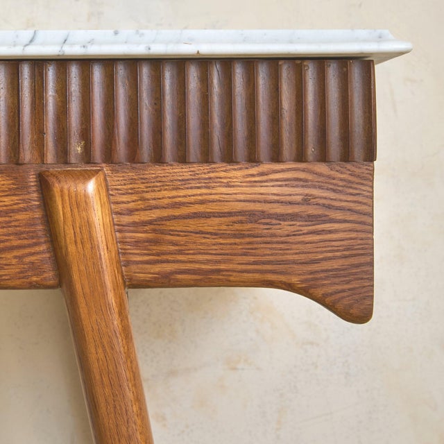 White Italian Fluted Wood Console with Marble Top, 1950s For Sale - Image 8 of 11