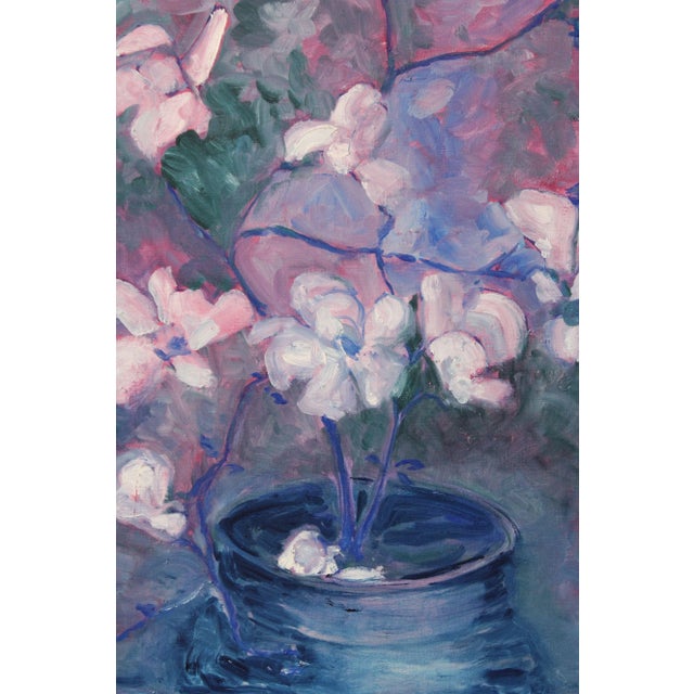 1970s Aldina Nash Original Abstract Oil Painting, Vase of Flowers For Sale - Image 5 of 12