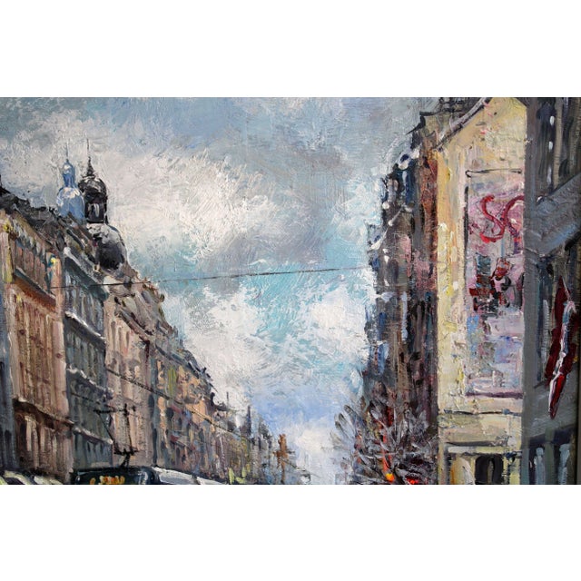 Rolands Krisjans, Winter in the City, 2000s, Oil on Canvas For Sale - Image 6 of 7